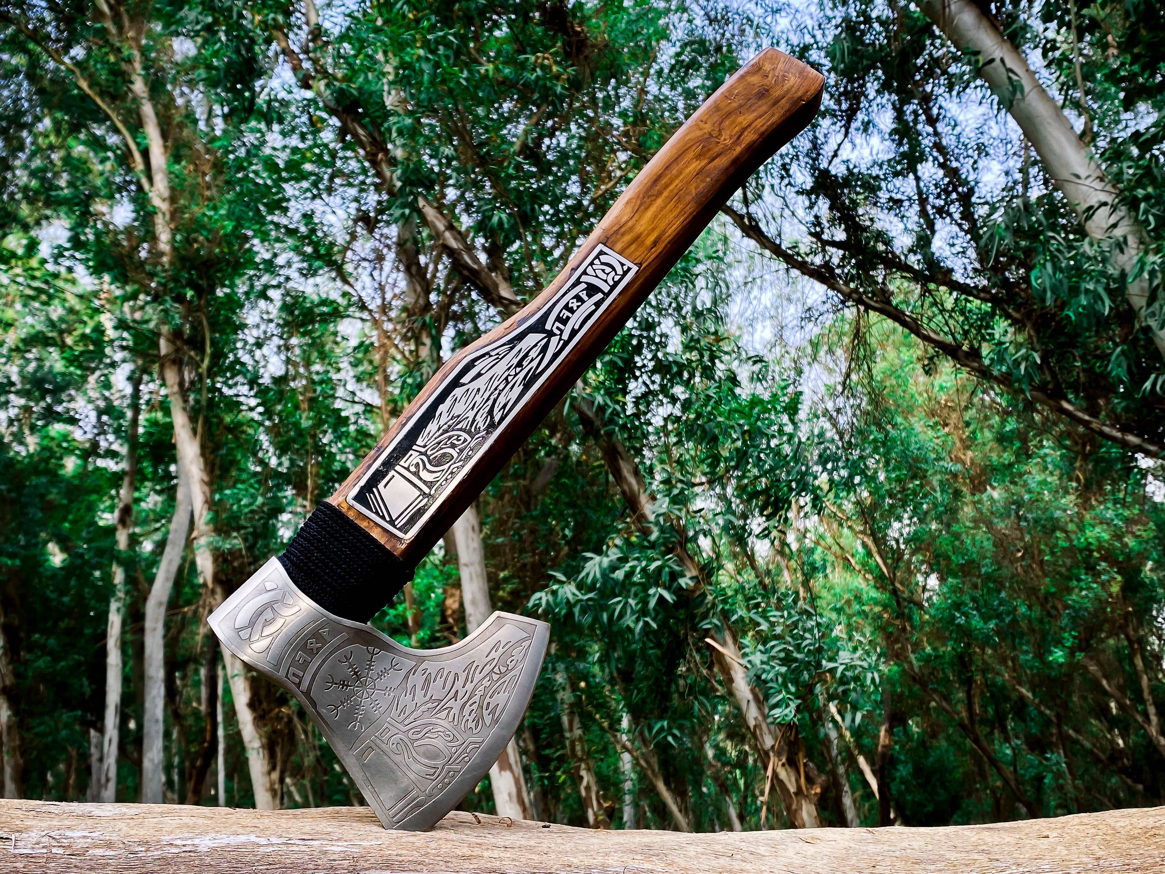 Viking Axe Custom Handmade Carbon Steel Rose Wood Handle-Gift For Special People