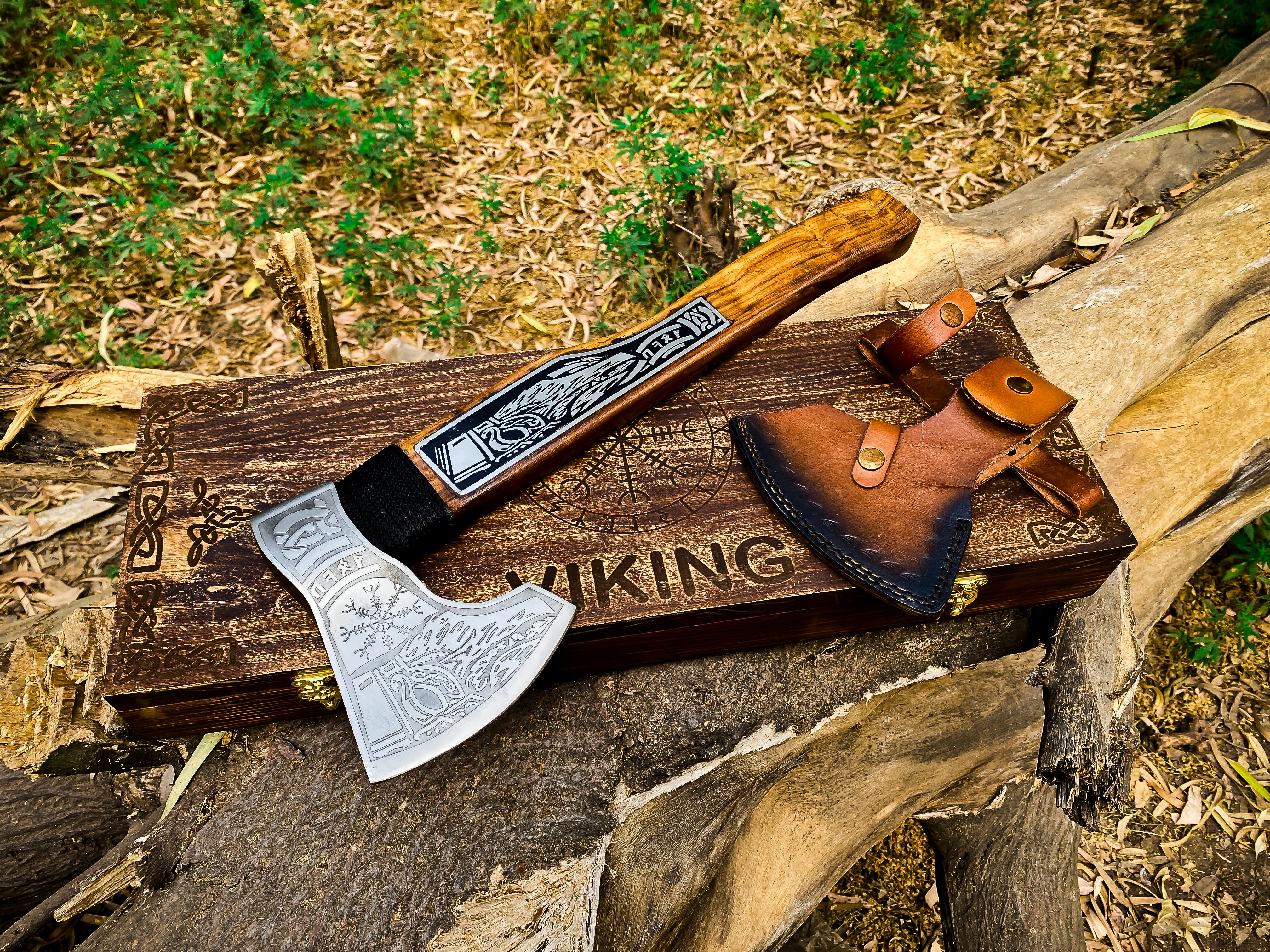 Viking Axe Custom Handmade Carbon Steel Rose Wood Handle-Gift For Special People