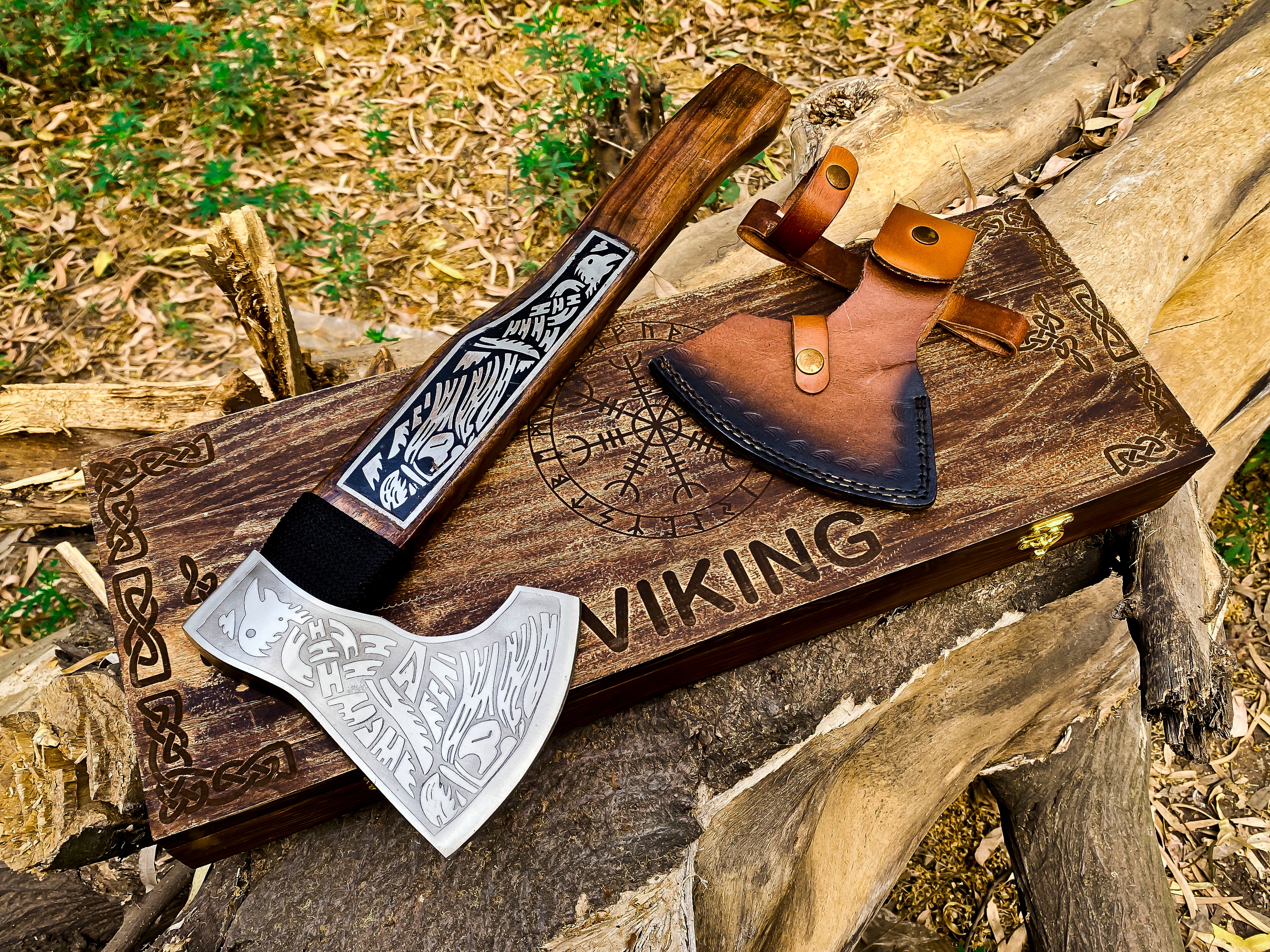 Viking Axe Custom Handmade Carbon Steel Rose Wood Handle-Gift For Special People