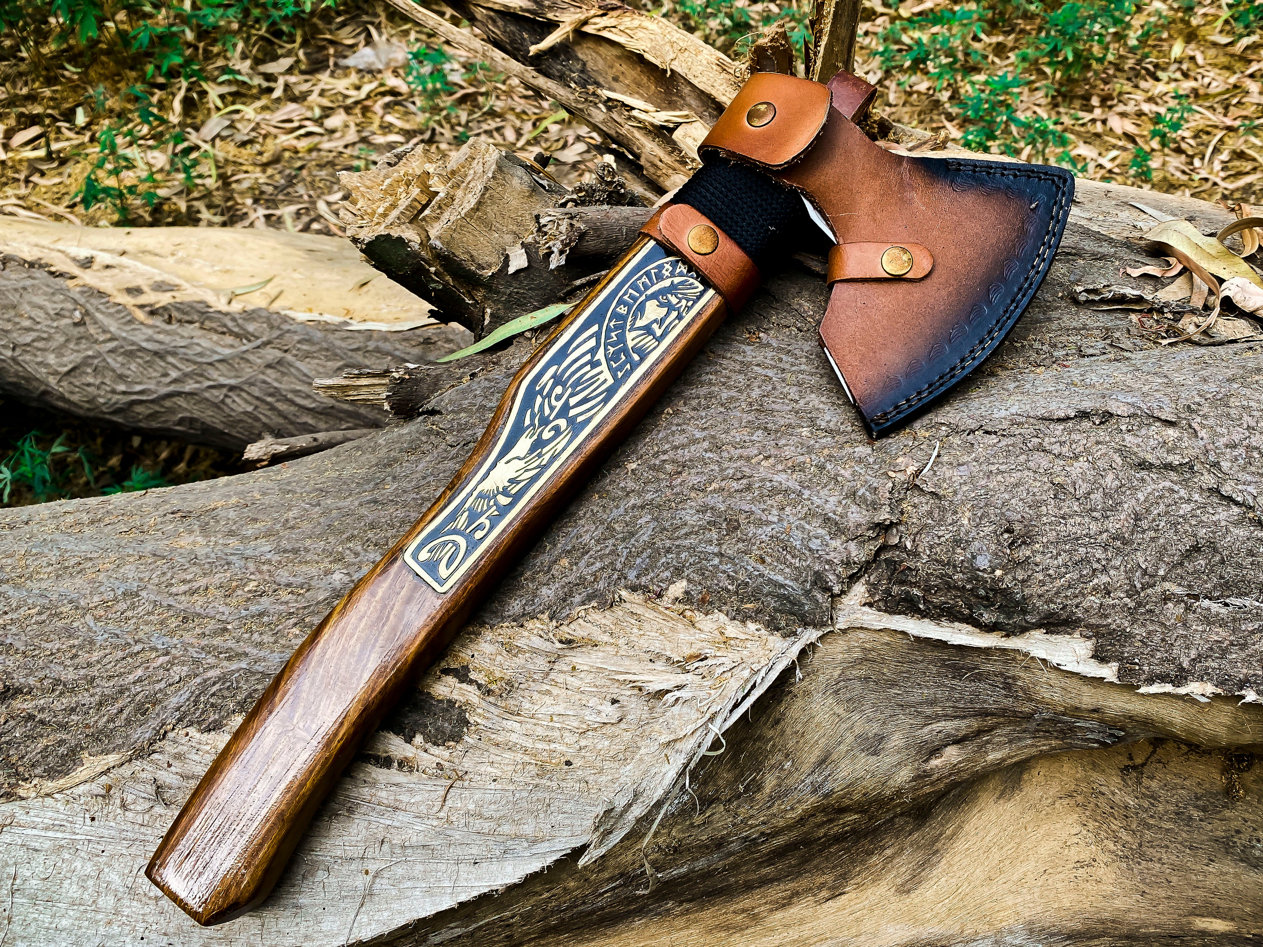 Viking Axe Custom Handmade Carbon Steel Rose Wood Handle-Gift For Special People