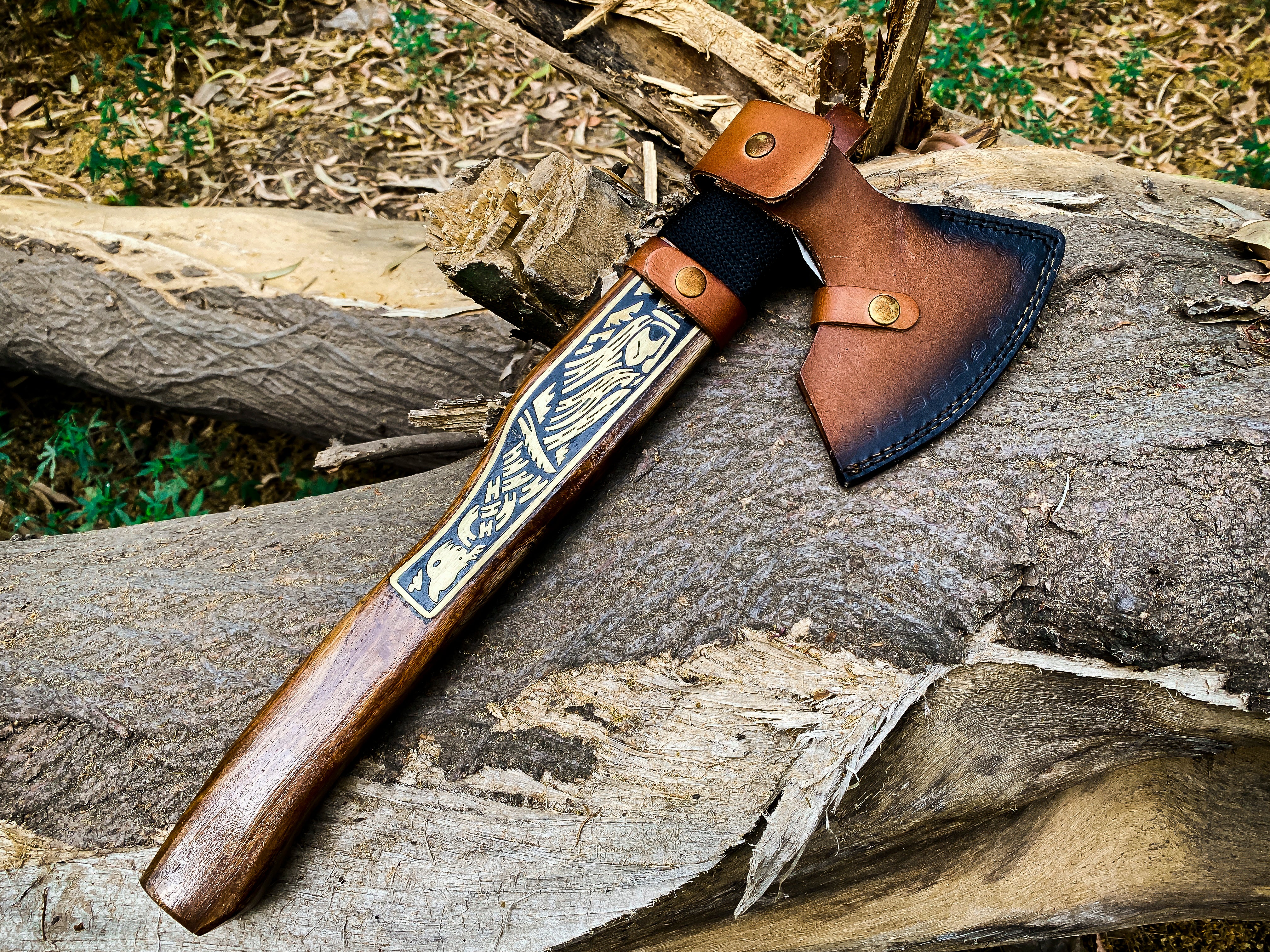 Viking Axe Custom Handmade Carbon Steel Rose Wood Handle-Gift For Special People