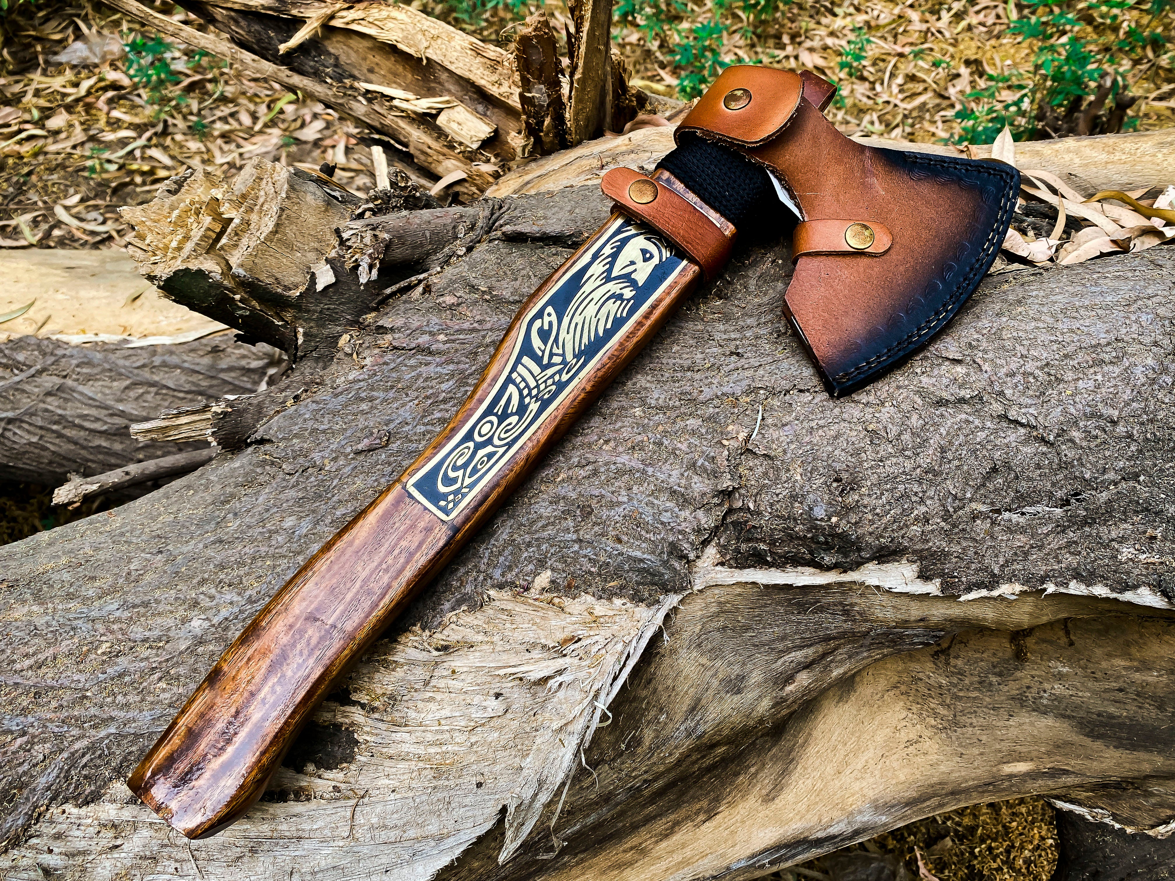 Viking Axe Custom Handmade Carbon Steel Rose Wood Handle-Gift For Special People