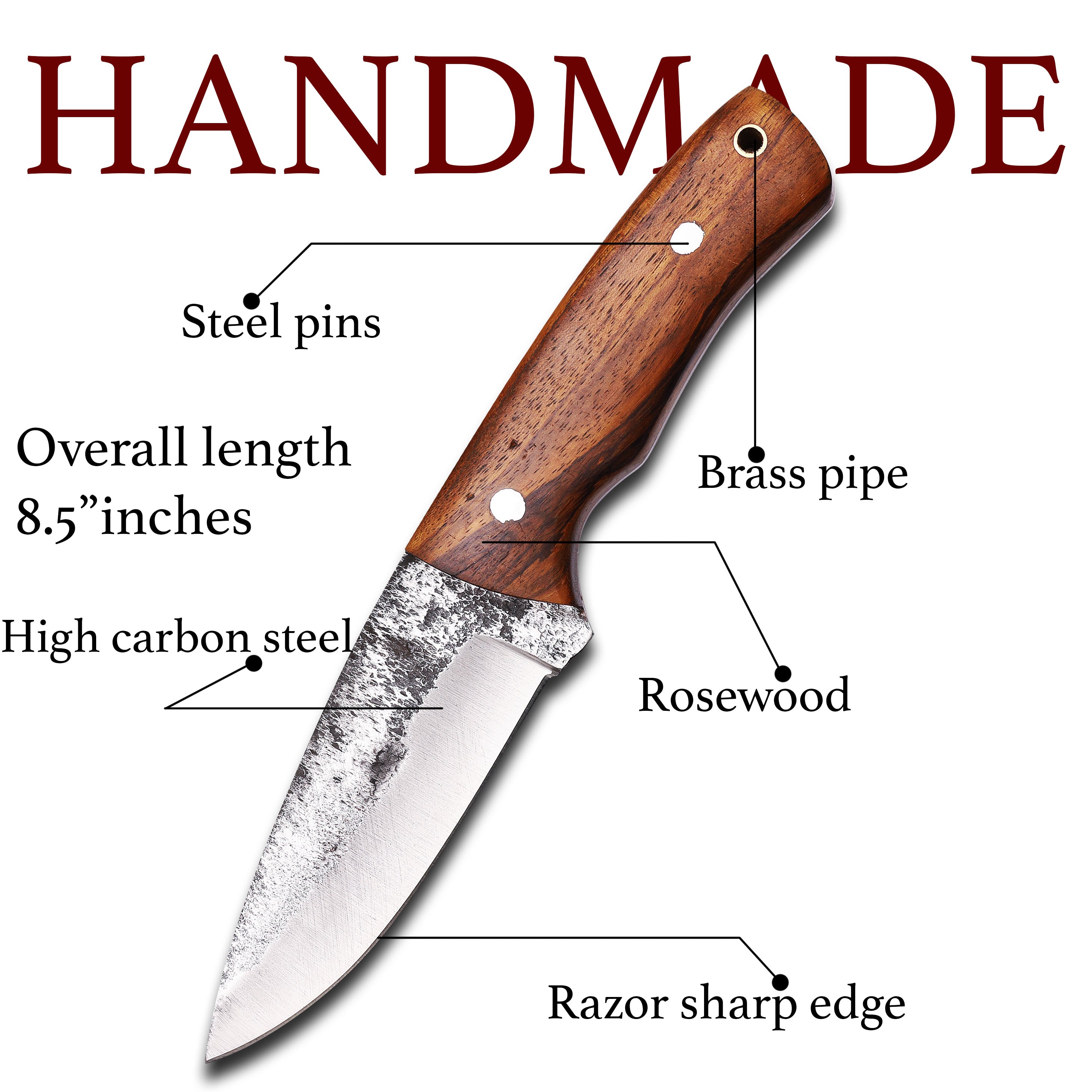 Handmade High Carbon Stainless Steel Hunting Skinner Knife - Precision Craftsmanship for Ultimate Outdoor Performance