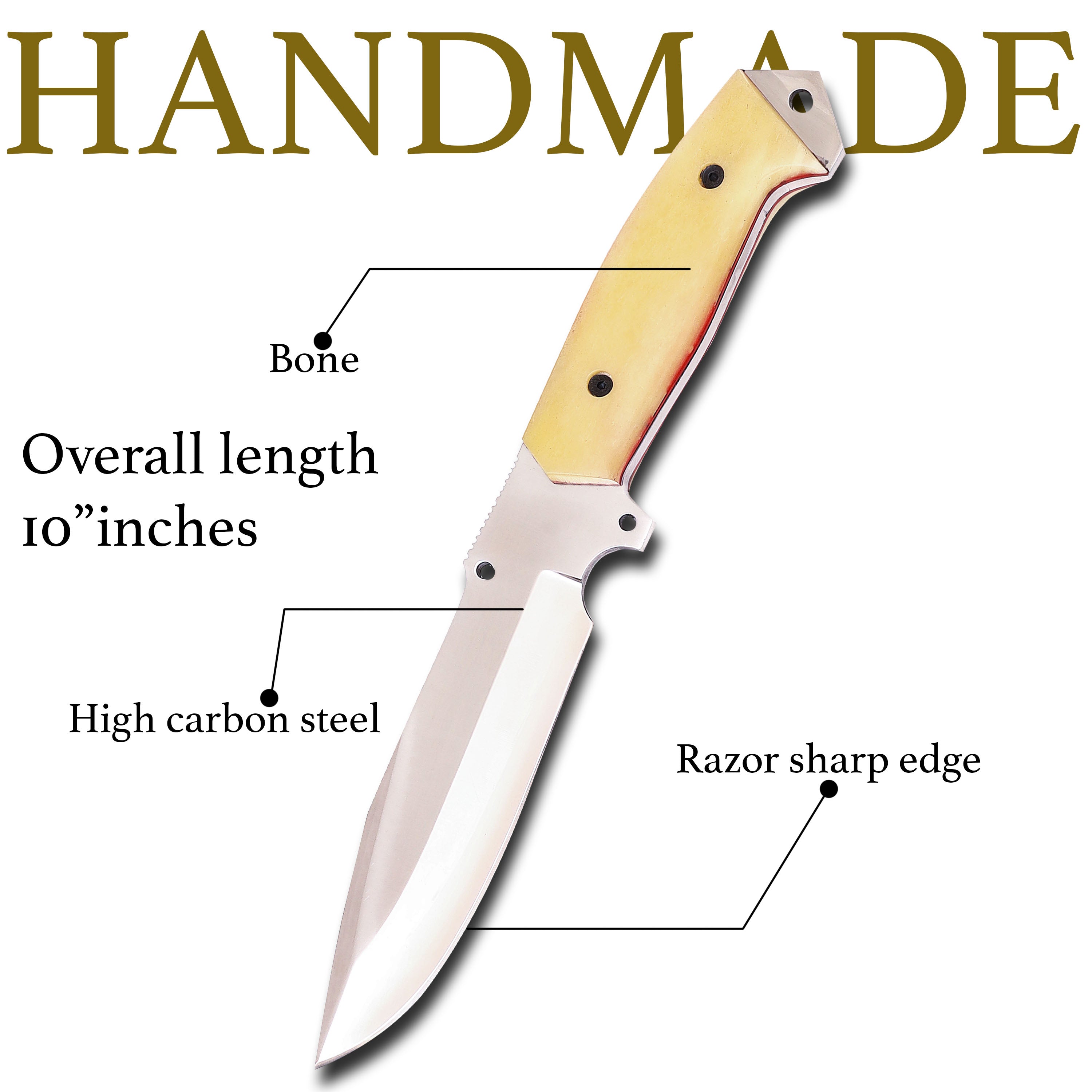 Handmade High Carbon Stainless Steel Hunting Knife - Precision Craftsmanship for Superior Outdoor Performance