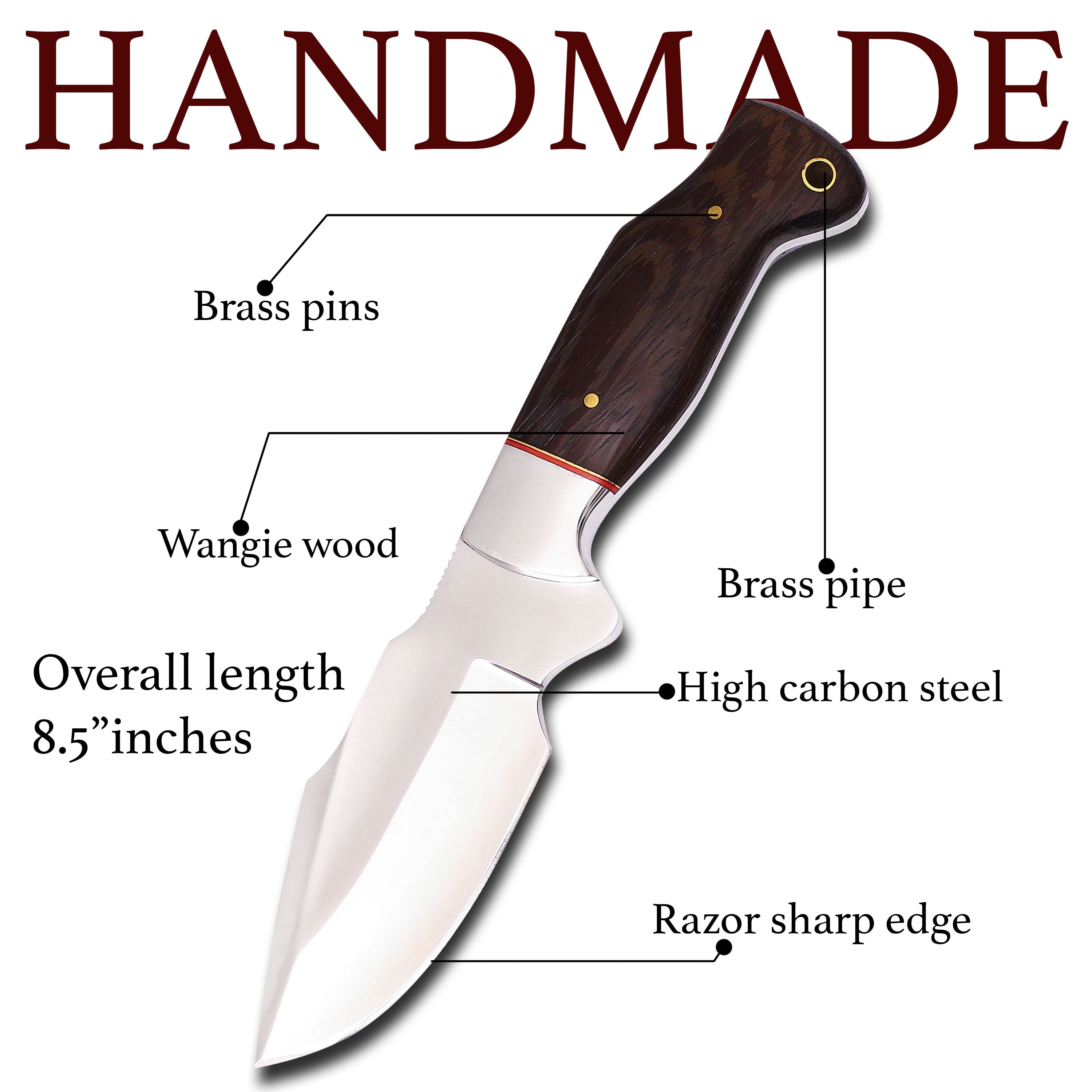 Handmade High Carbon Stainless Steel Hunting Skinner Knife - Precision Craftsmanship for Ultimate Outdoor Performance