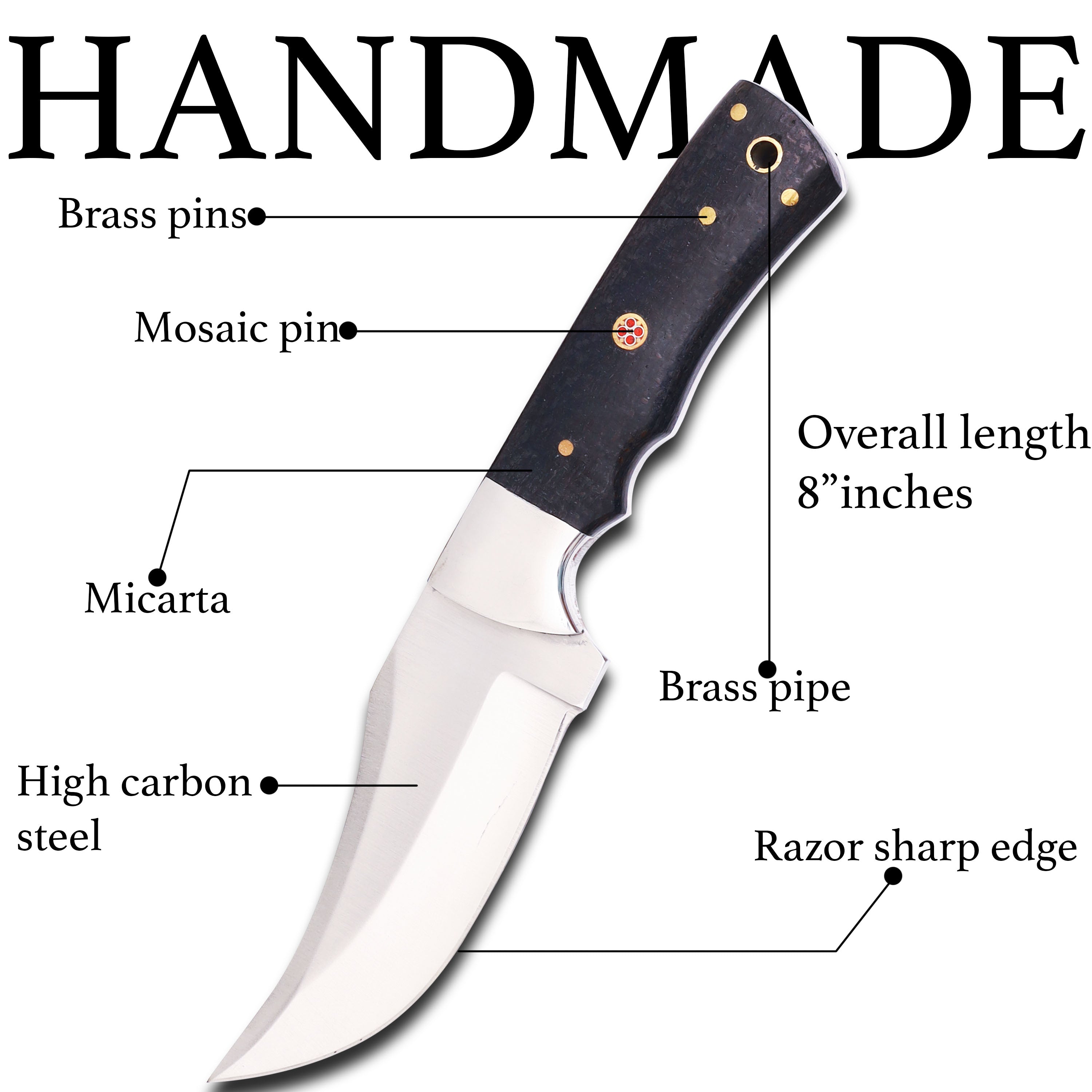 Handmade High Carbon Stainless Steel Hunting Skinner Knife - Precision Craftsmanship for Ultimate Outdoor Performance