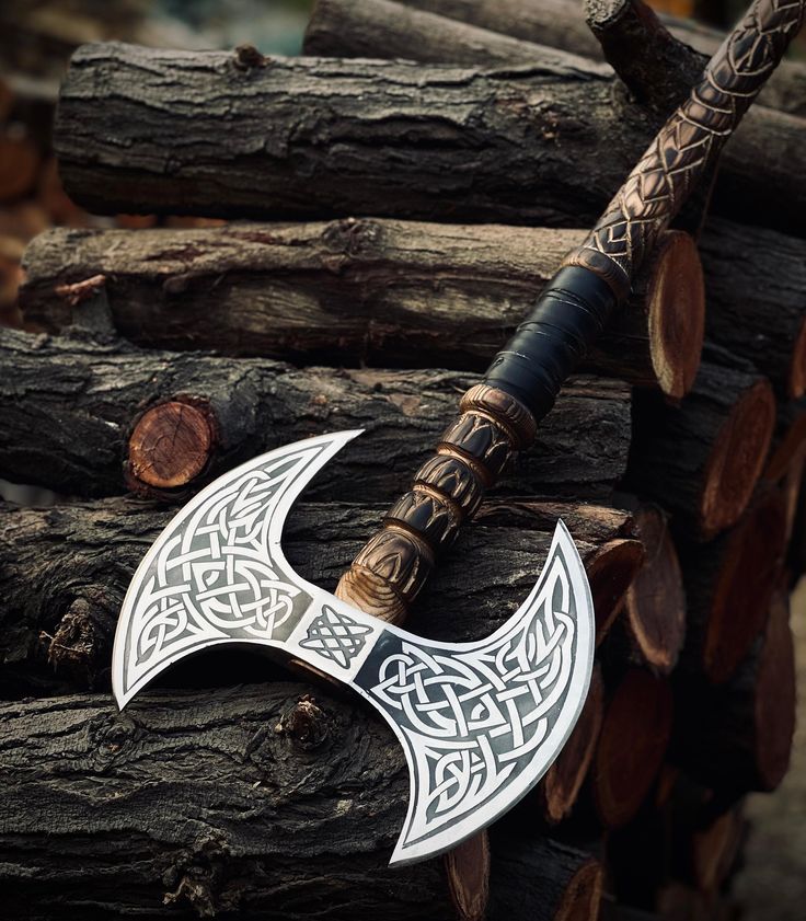 Custom Handmade Double Headed Viking Steel Axe With Engraved Blade Double Bit Axe And Ash Wood Handle, Birthday gift, gift for him