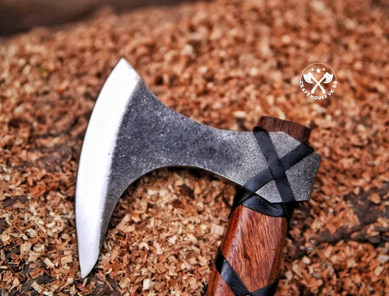 Viking Axe Custom Handmade Carbon Steel Rose Wood Handle-Gift For Special People