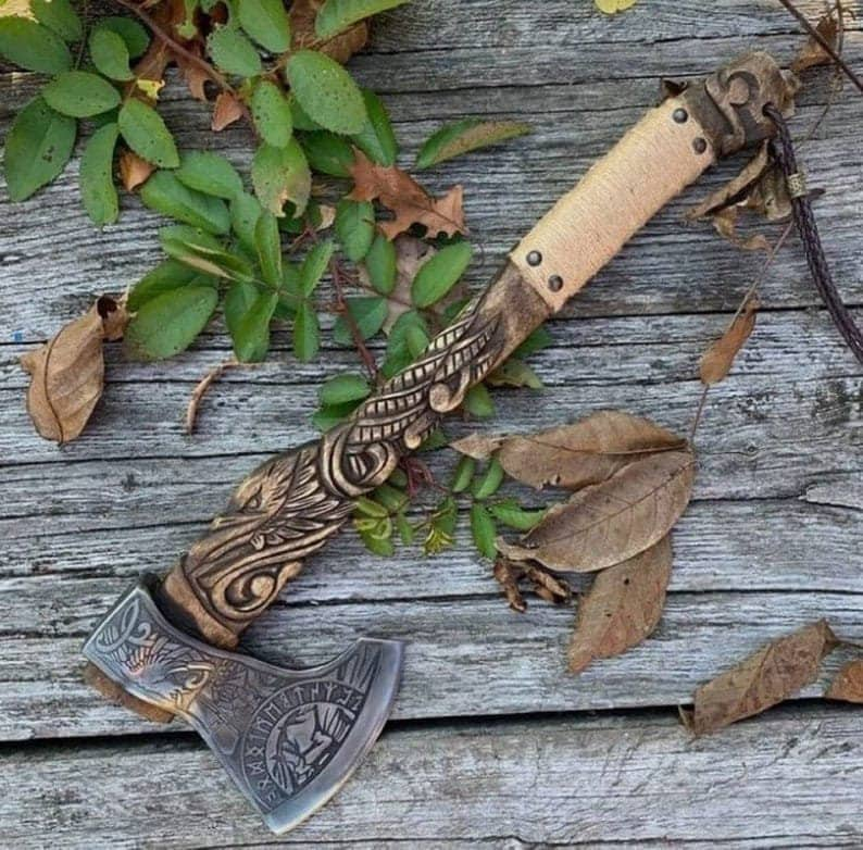 Custom Hand Forged Carbon Steel Viking Axe, Best Christmas Gift For Family Tomahawk, Throwing Axe, Breaded Axe, Camping Axe Gift For Him