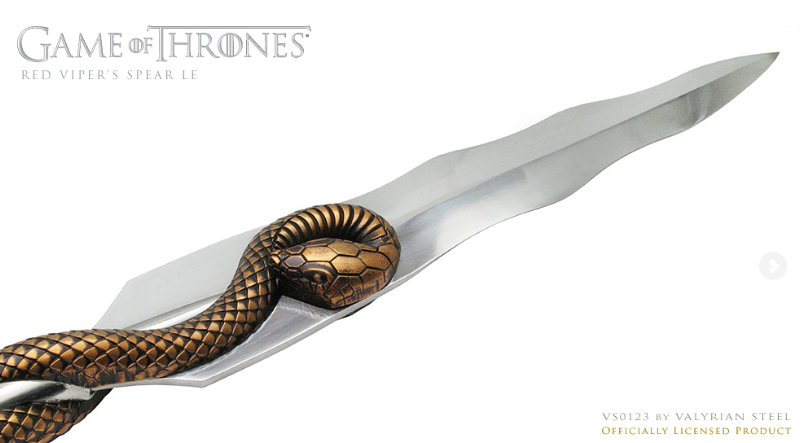 Game of Thrones Red Viper Spear - Official Replica of Oberyn Martell’s Weapon, Limited Edition, $799