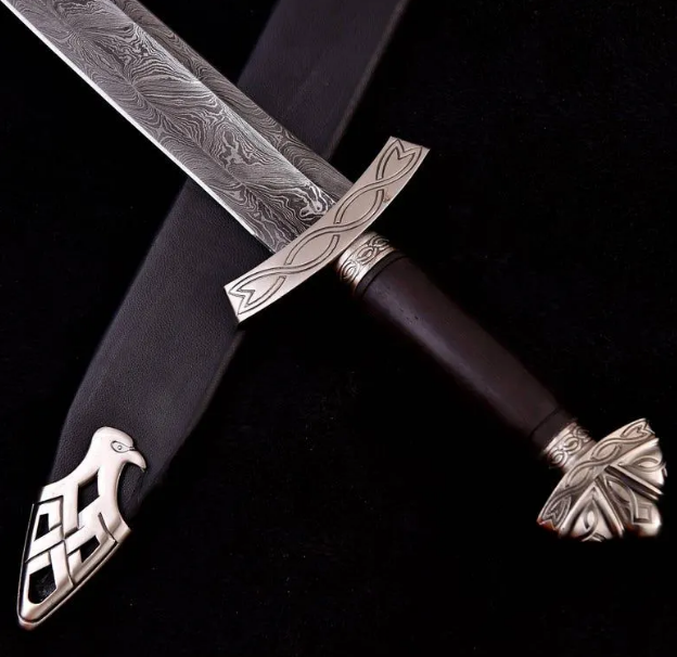 Custom Hand Forged Damascus Steel NORTHMEN Sword, Medieval Viking Sword, Sword Of King, Custom Sword With Scabbard