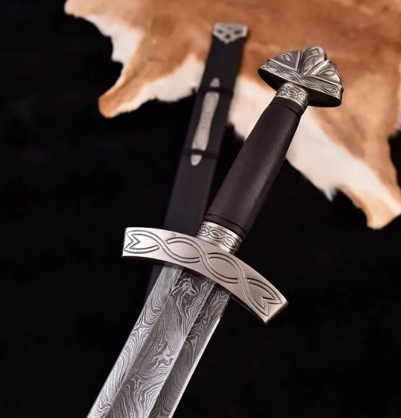 Custom Hand Forged Damascus Steel NORTHMEN Sword, Medieval Viking Sword, Sword Of King, Custom Sword With Scabbard