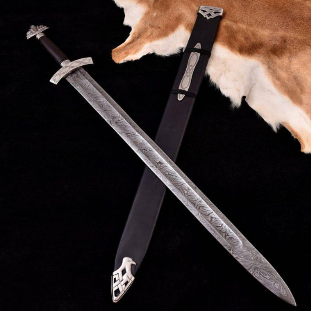 Custom Hand Forged Damascus Steel NORTHMEN Sword, Medieval Viking Sword, Sword Of King, Custom Sword With Scabbard