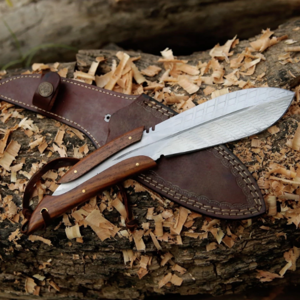 Best Hunter / Camping Leaf Shape Fixed Blade Knife – Premium Wood Handle, Only $89