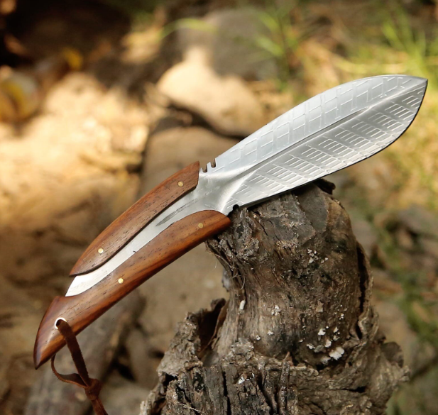 Best Hunter / Camping Leaf Shape Fixed Blade Knife – Premium Wood Handle, Only $89